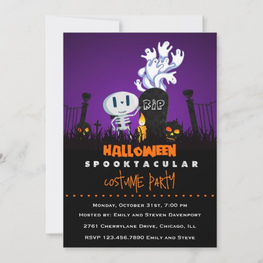 Spooky Graveyard Halloween Party Invite Kaart (Voorkant)