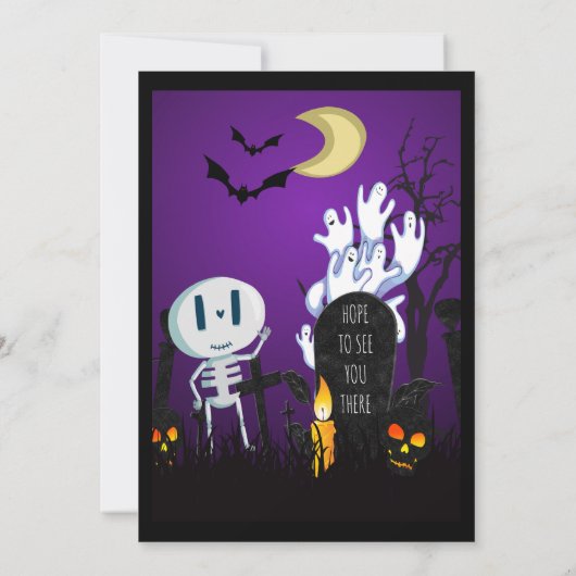 Spooky Graveyard Halloween Party Invite Kaart (Achterkant)