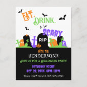 Spooky Graveyard Halloween Party Uitnodiging Briefkaart (Voorkant)