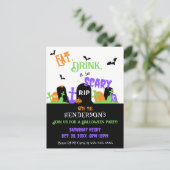 Spooky Graveyard Halloween Party Uitnodiging Briefkaart (Staand voorkant)