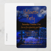 Spooky Graveyard Halloween Party-uitnodigingen Kaart (Voorkant / Achterkant)