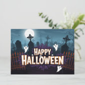 Spooky Graveyard Halloween uitnodiging (Staand voorkant)
