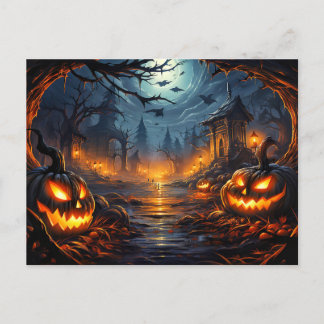 Spooky Graveyard Happy Halloween Briefkaart