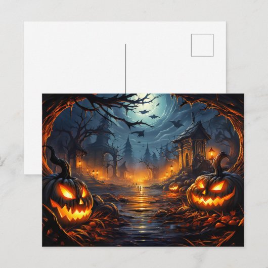 Spooky Graveyard Happy Halloween Briefkaart (Voorkant / Achterkant)