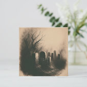 Spooky Graveyard  Illustratie Gothic Kaart (Staand voorkant)