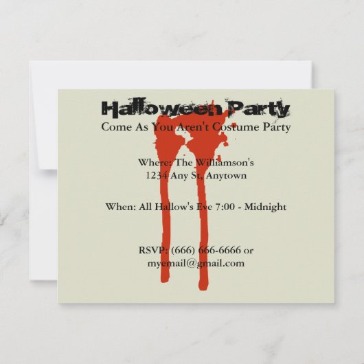 Spooky Graveyard Party nodigt uit met bloedige tek Kaart (Achterkant)