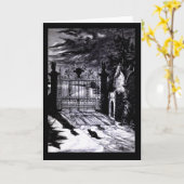 Spooky Graveyard Scene Halloween Kaart (Gele Bloem)