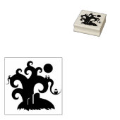 Spooky graveyard silhouette — kunstzegel rubberstempel (Gestempeld)
