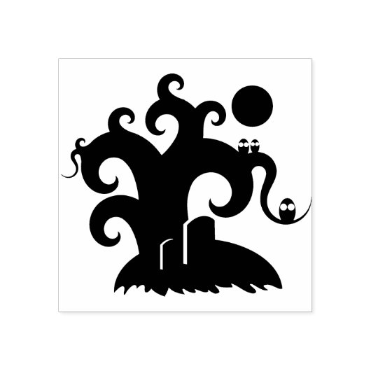 Spooky graveyard silhouette — kunstzegel rubberstempel (Afrduk)