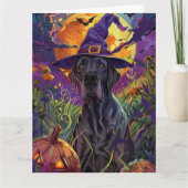 Spooky Great Dane Dog Halloween Witch Pumpkin Kaart (Voorkant)