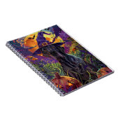 Spooky Great Dane Dog Halloween Witch Pumpkin Notitieboek (Rechterzijde)