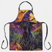 Spooky Great Dane Dog Halloween Witch Pumpkin Schort (Voorkant)