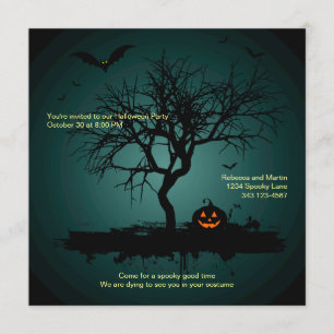 Spooky Green Grunge Halloween Party Kaart