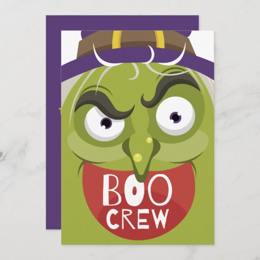 Spooky Green Old Ugly Witch Halloween Funny Feestdagenkaart (Voorkant / Achterkant)