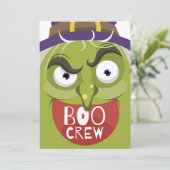 Spooky Green Old Ugly Witch Halloween Funny Feestdagenkaart (Staand voorkant)