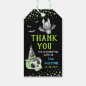 Spooky Green Skull Bet Halloween Dank je Cadeaulabel (Voorkant)