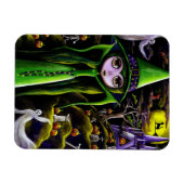 Spooky Green Witch Doll Big Eyes pomkin Magneet (Horizontaal)
