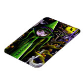 Spooky Green Witch Doll Big Eyes pomkin Magneet (Linkerzijde)