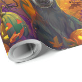 Spooky Greyhound Hond Halloween Heks en Pompoen Cadeaupapier (Rol Hoek)