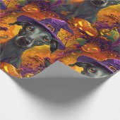 Spooky Greyhound Hond Halloween Heks en Pompoen Cadeaupapier (Hoek)