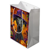 Spooky Greyhound Hond Halloween Heks en Pompoen Medium Cadeauzakje (Achterkant Gekanteld)