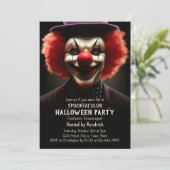 Spooky griezelig clown halloween kostuum feest kaart (Staand voorkant)