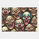 Spooky griezelig clown zombie verlaten carnaval inpakpapier vel (Voorkant)