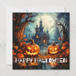 Spooky griezelig kasteel gelukkig Halloween Kaart