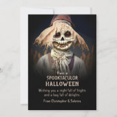 Spooky griezelig vogelverschrikker Halloween groet Feestdagenkaart (Voorkant)