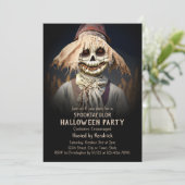 Spooky griezelig vogelverschrikker halloween kostu kaart (Staand voorkant)