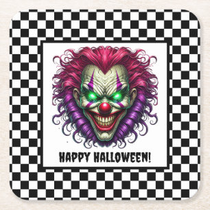 Spooky griezelige enge clown Halloween Paper Onder Kartonnen Onderzetters