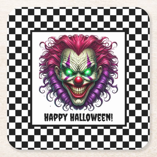 Spooky griezelige enge clown Halloween Paper Onder Kartonnen Onderzetters (Voorkant)