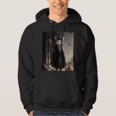 Spooky griezelige kat Mage in Misty Forest Hallowe Hoodie (Voorkant)