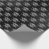 Spooky Grijs & Zwart Halloween Schedel Patroon Cadeaupapier (Hoek)