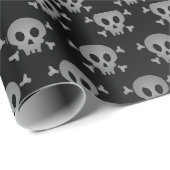 Spooky Grijs & Zwart Halloween Schedel Patroon Cadeaupapier (Rol Hoek)