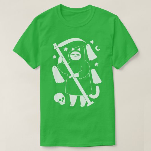 Spooky Grim Reaper Cat T-shirt (Design voorkant)