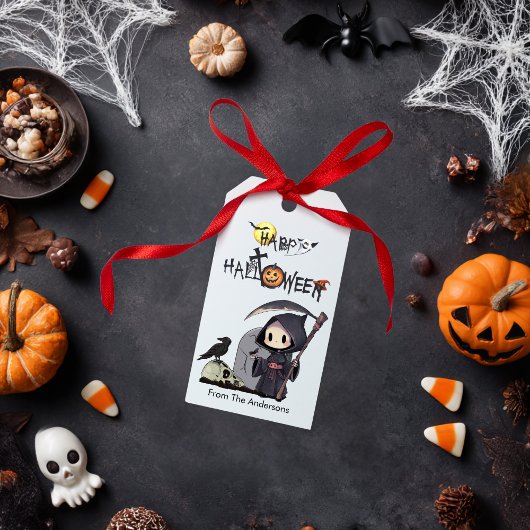 Spooky Grim Reaper Graveyard Crow Gothic Halloween Cadeaulabel