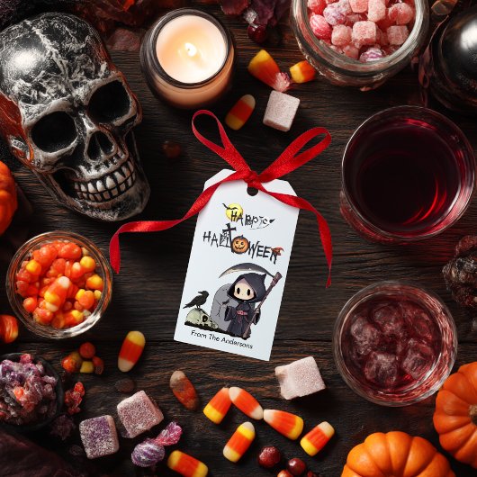 Spooky Grim Reaper Graveyard Crow Gothic Halloween Cadeaulabel