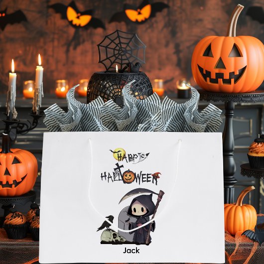 Spooky Grim Reaper Graveyard Crow Gothic Halloween Groot Cadeauzakje