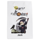 Spooky Grim Reaper Graveyard Crow Gothic Halloween Medium Cadeauzakje (Voorkant)