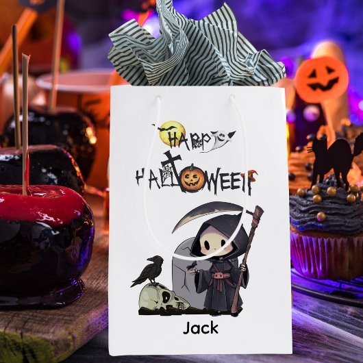 Spooky Grim Reaper Graveyard Crow Gothic Halloween Medium Cadeauzakje