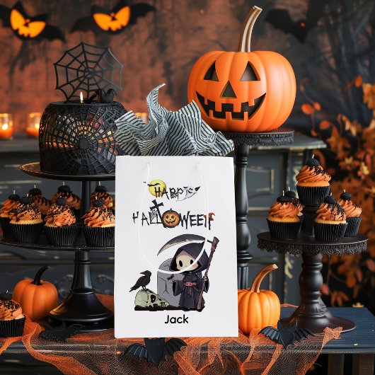 Spooky Grim Reaper Graveyard Crow Gothic Halloween Medium Cadeauzakje