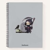 Spooky Grim Reaper Graveyard Crow Gothic Halloween Notitieboek (Voorkant)