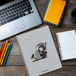 Spooky Grim Reaper Graveyard Crow Gothic Halloween Notitieboek