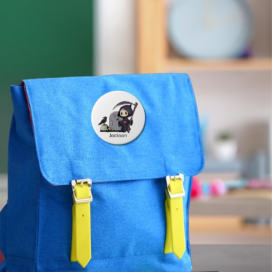 Spooky Grim Reaper Graveyard Crow Gothic Halloween Ronde Button 7,6 Cm