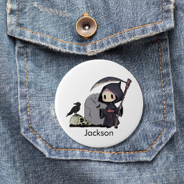 Spooky Grim Reaper Graveyard Crow Gothic Halloween Ronde Button 7,6 Cm