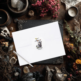 Spooky Grim Reaper Graveyard Crow Gothic Halloween Ronde Sticker