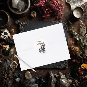 Spooky Grim Reaper Graveyard Crow Gothic Halloween Ronde Sticker