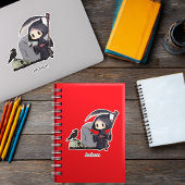 Spooky Grim Reaper Graveyard Crow Gothic Halloween Sticker