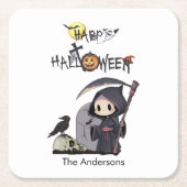 Spooky Grim Reaper Graveyard Gothic Kinder Hallowe Kartonnen Onderzetters (Voorkant)